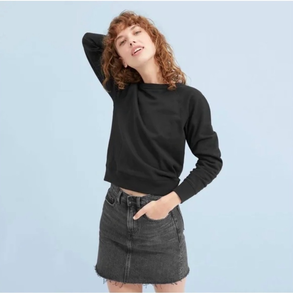 EVERLANE* The Denim Skirt in Washed Black Raw Hem Sz 29